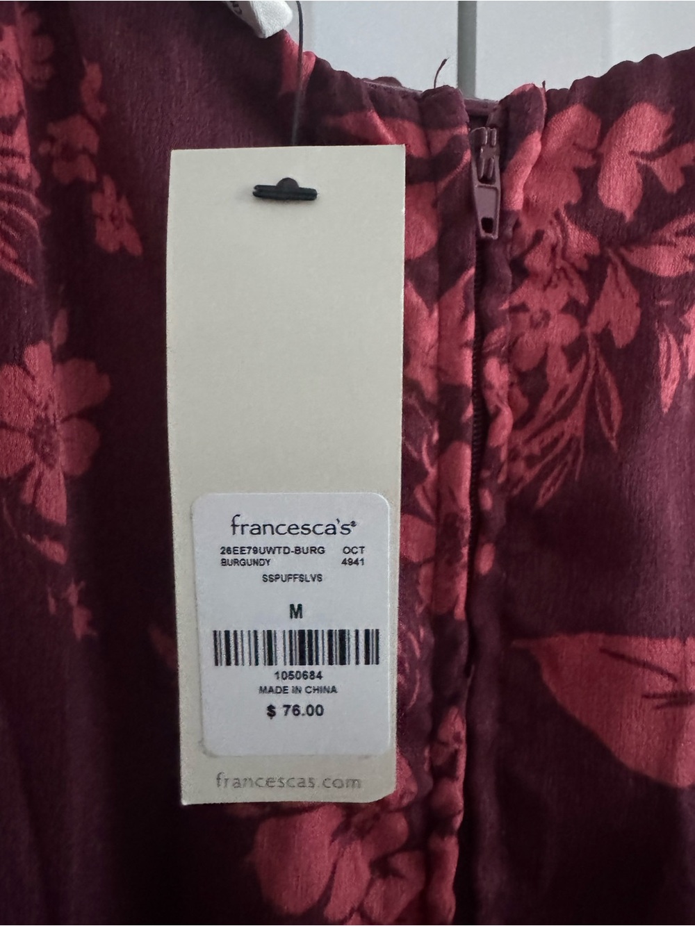 Francesca's Burgundy Floral Midi Dress